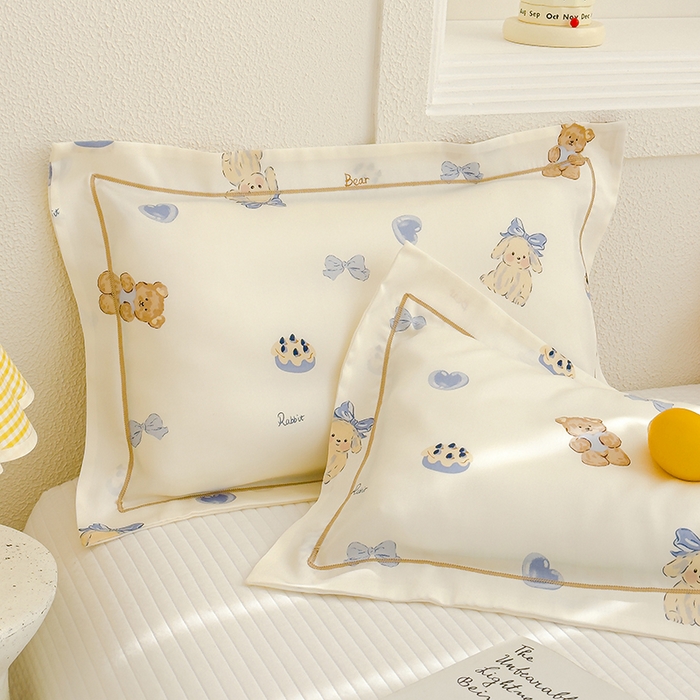 91家纺网 家纺一手货源 找家纺 良佐生活 2026新款60支天丝卡通枕套 蝴蝶结小兔