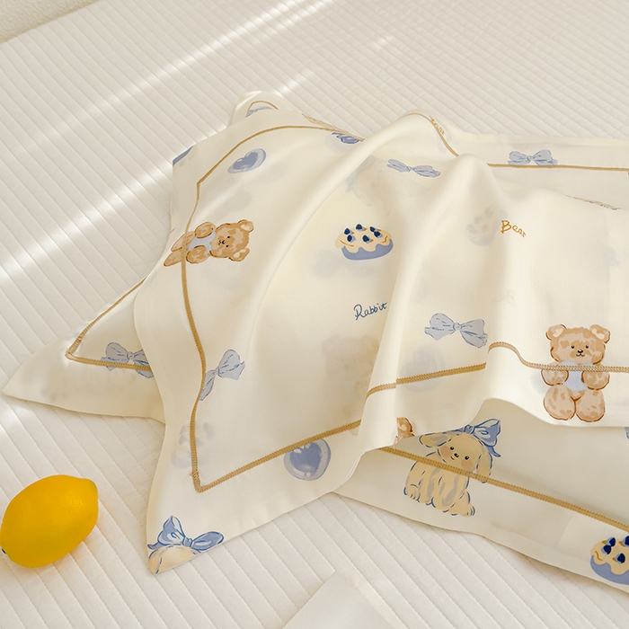 91家纺网 家纺一手货源 找家纺 良佐生活 2026新款60支天丝卡通枕套 蝴蝶结小兔