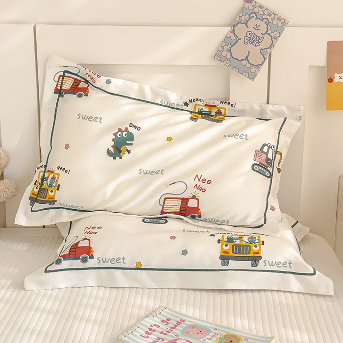 91家纺网 家纺一手货源 找家纺 良佐生活 2026新款60支天丝卡通枕套 恐龙奇遇记