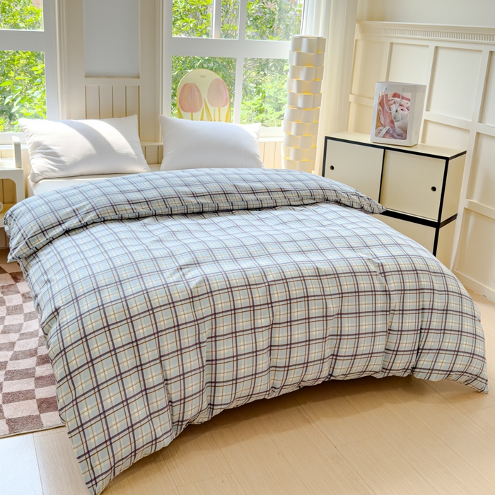 91家纺网 家纺一手货源 找家纺 佑佳家纺 2024新款磨毛印花植物羊绒单被套 莫利格-蓝