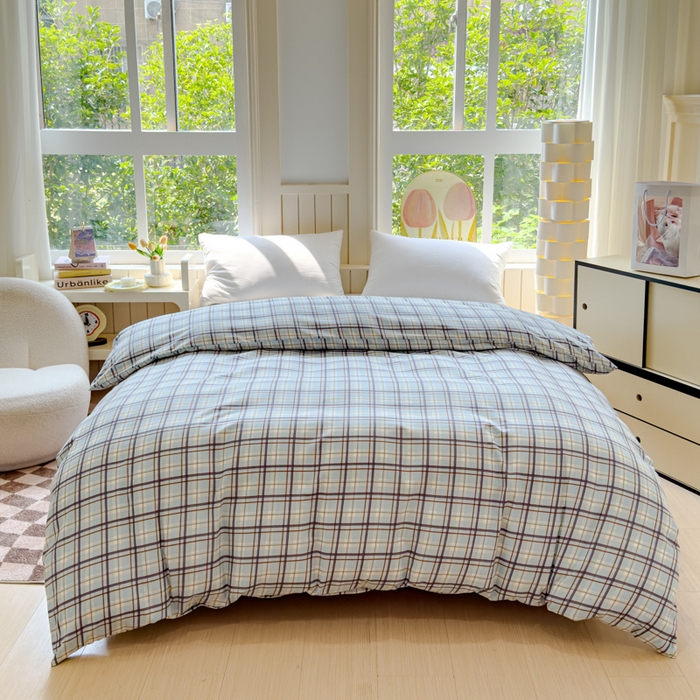 佑佳家纺 2024新款磨毛印花植物羊绒单被套 莫利格-蓝