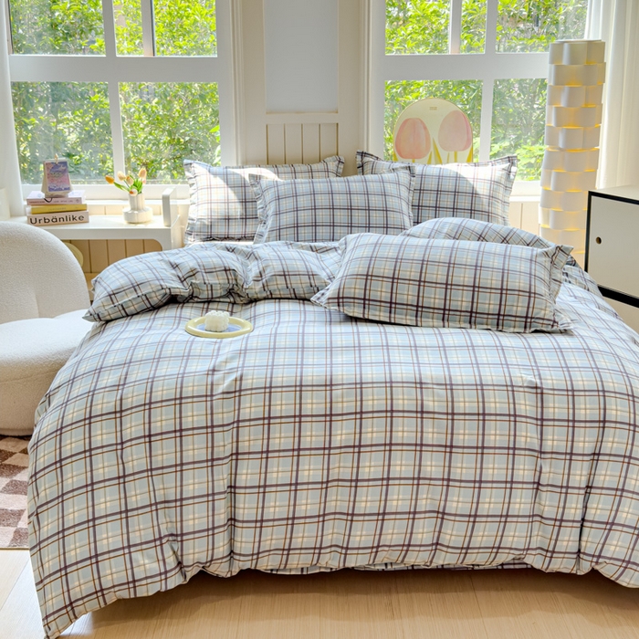 91家纺网 家纺一手货源 找家纺 佑佳家纺 2024新款磨毛印花植物羊绒单被套 莫利格-蓝