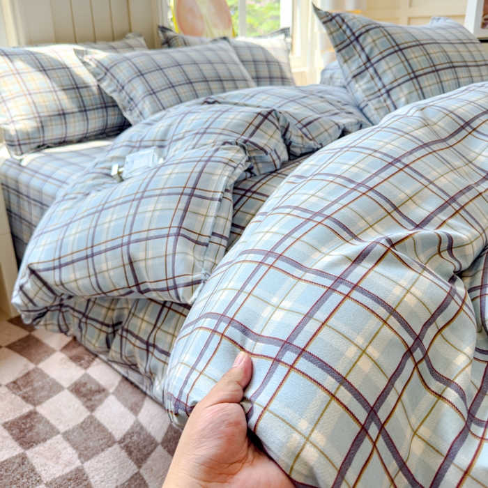 91家纺网 家纺一手货源 找家纺 佑佳家纺 2024新款磨毛印花植物羊绒单被套 莫利格-蓝