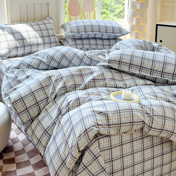 91家纺网 家纺一手货源 找家纺 佑佳家纺 2024新款磨毛印花植物羊绒单被套 莫利格-蓝