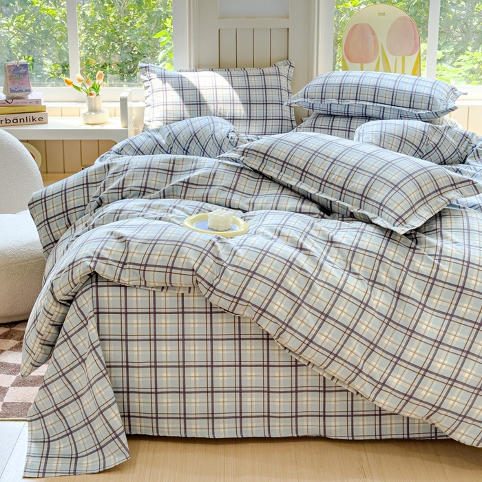 91家纺网 家纺一手货源 找家纺 佑佳家纺 2024新款磨毛印花植物羊绒单被套 莫利格-蓝