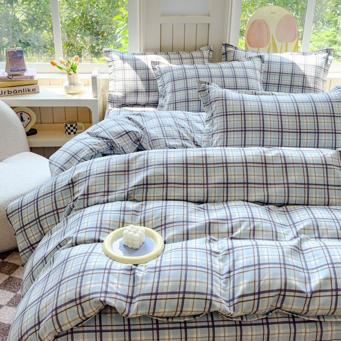 91家纺网 家纺一手货源 找家纺 佑佳家纺 2024新款磨毛印花植物羊绒单被套 莫利格-蓝