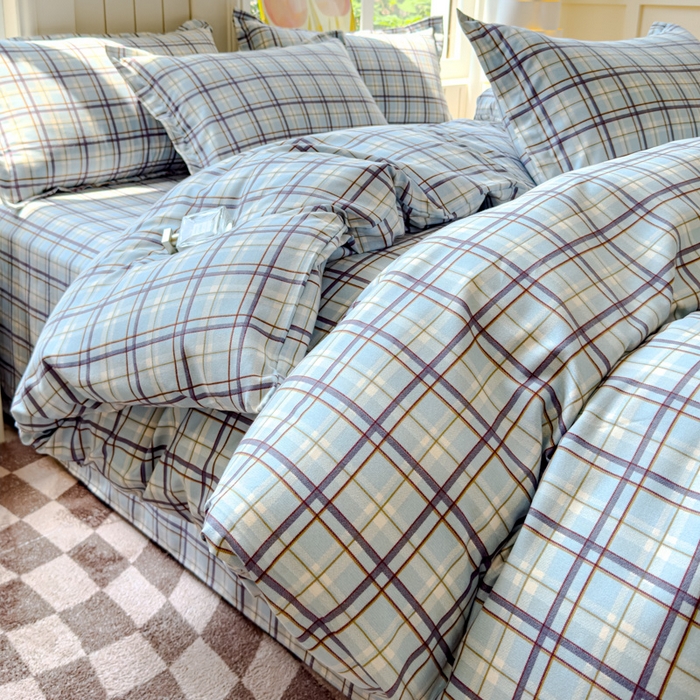 91家纺网 家纺一手货源 找家纺 佑佳家纺 2024新款磨毛印花植物羊绒单被套 莫利格-蓝