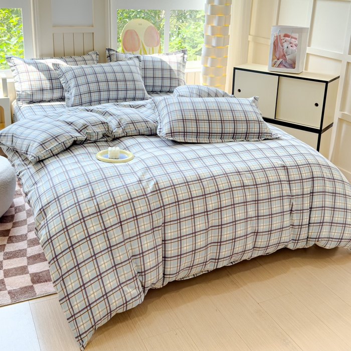 91家纺网 家纺一手货源 找家纺 佑佳家纺 2024新款磨毛印花植物羊绒单被套 莫利格-蓝