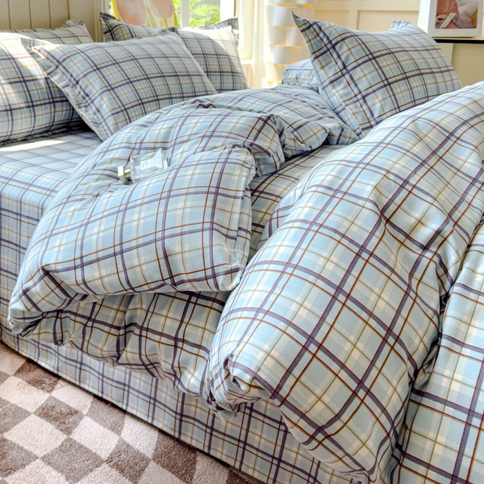 91家纺网 家纺一手货源 找家纺 佑佳家纺 2024新款磨毛印花植物羊绒单被套 莫利格-蓝