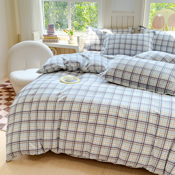 91家纺网 家纺一手货源 找家纺 佑佳家纺 2024新款磨毛印花植物羊绒单被套 莫利格-蓝