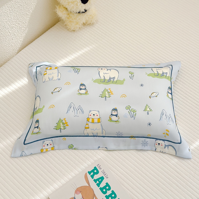 91家纺网 家纺一手货源 找家纺 良佐生活 2026新款60支天丝卡通枕套 企鹅北极熊