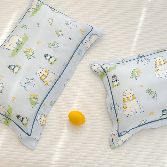 91家纺网 家纺一手货源 找家纺 良佐生活 2026新款60支天丝卡通枕套 企鹅北极熊