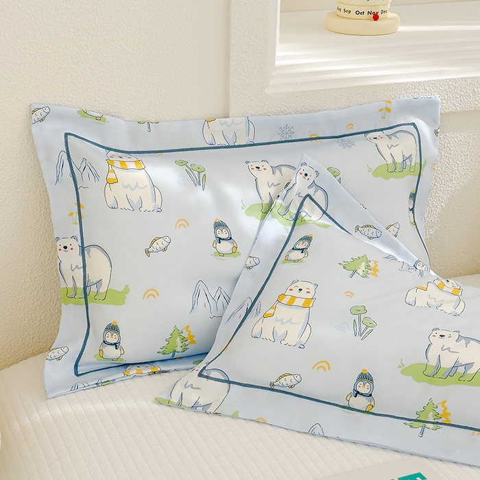 91家纺网 家纺一手货源 找家纺 良佐生活 2026新款60支天丝卡通枕套 企鹅北极熊