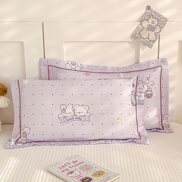 91家纺网 家纺一手货源 找家纺 良佐生活 2026新款60支天丝卡通枕套 甜心宝贝