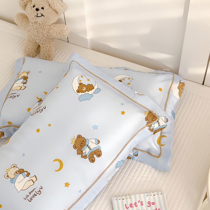 91家纺网 家纺一手货源 找家纺 良佐生活 2026新款60支天丝卡通枕套 云朵小熊