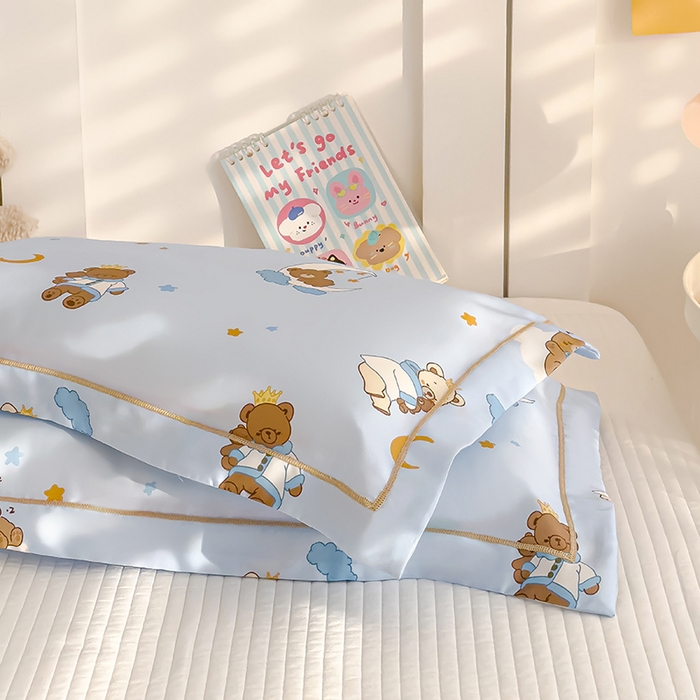 91家纺网 家纺一手货源 找家纺 良佐生活 2026新款60支天丝卡通枕套 云朵小熊