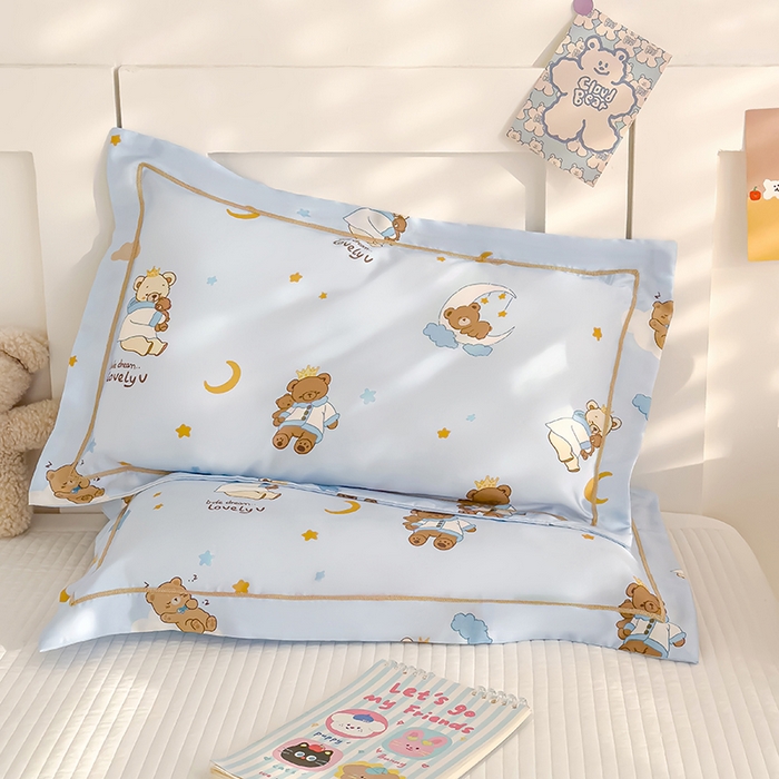 91家纺网 家纺一手货源 找家纺 良佐生活 2026新款60支天丝卡通枕套 云朵小熊