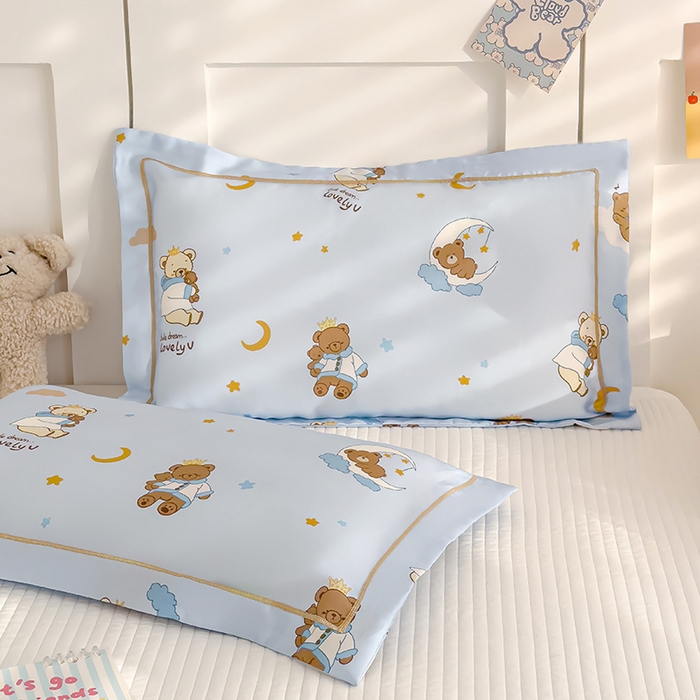 91家纺网 家纺一手货源 找家纺 良佐生活 2026新款60支天丝卡通枕套 云朵小熊