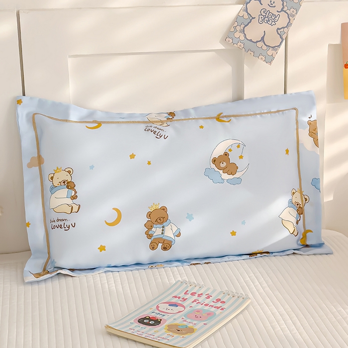 91家纺网 家纺一手货源 找家纺 良佐生活 2026新款60支天丝卡通枕套 云朵小熊