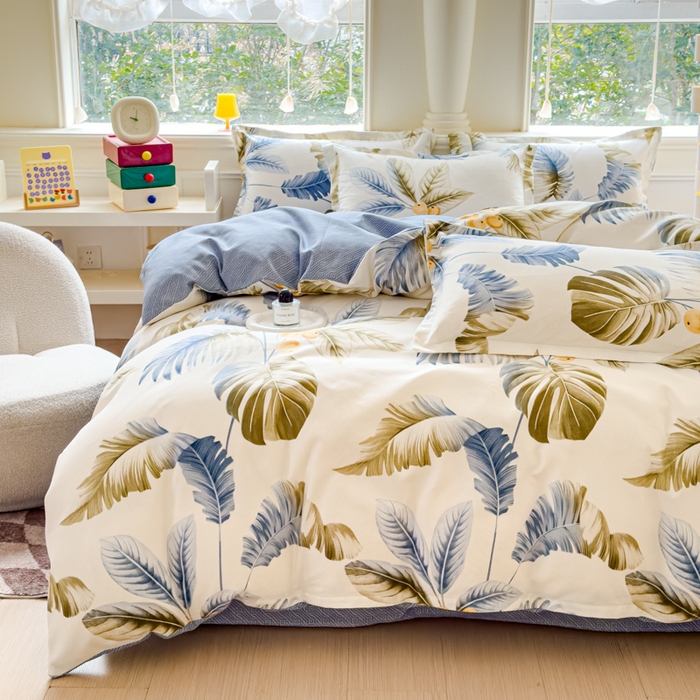 91家纺网 家纺一手货源 找家纺 佑佳家纺 2024新款磨毛印花植物羊绒单被套 千叶寻梦