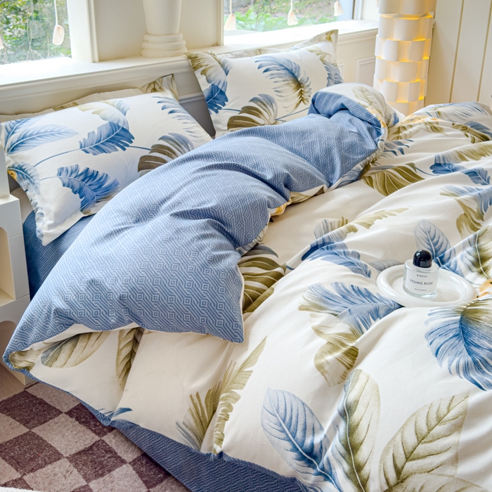 91家纺网 家纺一手货源 找家纺 佑佳家纺 2024新款磨毛印花植物羊绒单被套 千叶寻梦