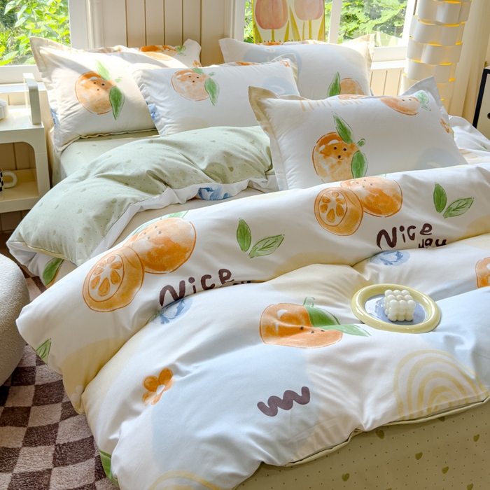 91家纺网 家纺一手货源 找家纺 佑佳家纺 2024新款磨毛印花植物羊绒单被套 甜橙-兰