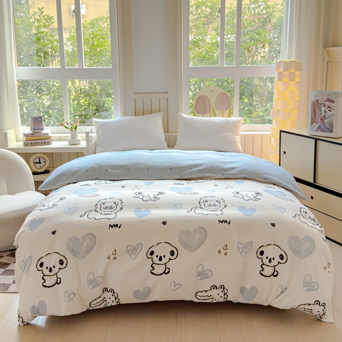 佑佳家纺 2024新款磨毛印花植物羊绒单被套 涂鸦日记-米