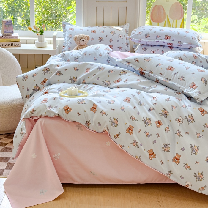 91家纺网 家纺一手货源 找家纺 佑佳家纺 2024新款磨毛印花植物羊绒单被套 小兔市集