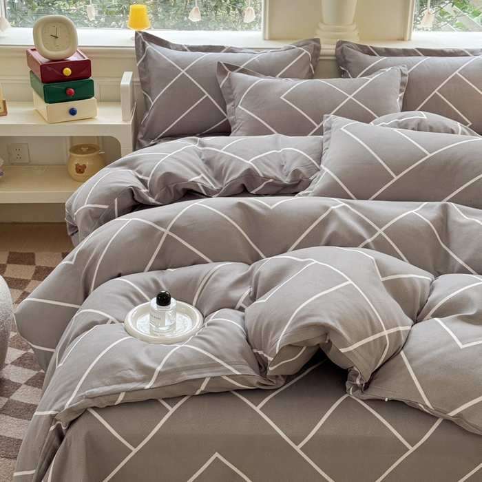 91家纺网 家纺一手货源 找家纺 佑佳家纺 2024新款磨毛印花植物羊绒单被套 休闲人生