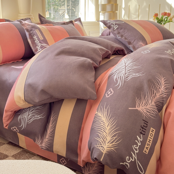 91家纺网 家纺一手货源 找家纺 佑佳家纺 2024新款磨毛印花植物羊绒单被套 羽翼思恋