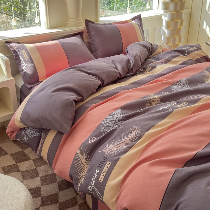 91家纺网 家纺一手货源 找家纺 佑佳家纺 2024新款磨毛印花植物羊绒单被套 羽翼思恋