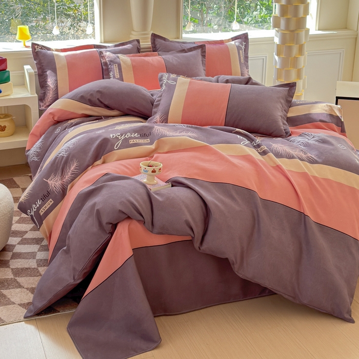 91家纺网 家纺一手货源 找家纺 佑佳家纺 2024新款磨毛印花植物羊绒单被套 羽翼思恋