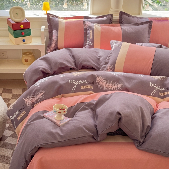 91家纺网 家纺一手货源 找家纺 佑佳家纺 2024新款磨毛印花植物羊绒单被套 羽翼思恋