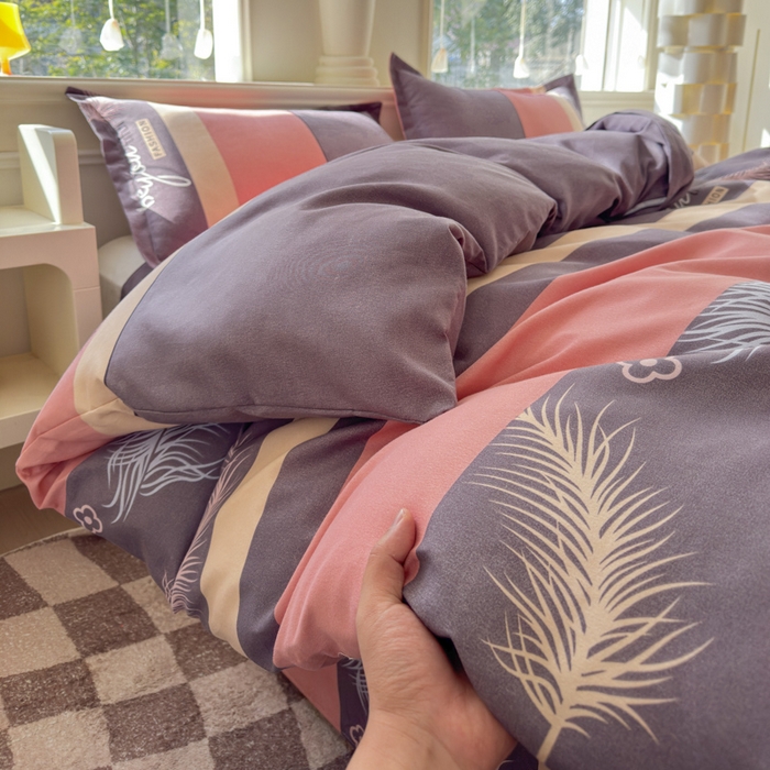 91家纺网 家纺一手货源 找家纺 佑佳家纺 2024新款磨毛印花植物羊绒单被套 羽翼思恋