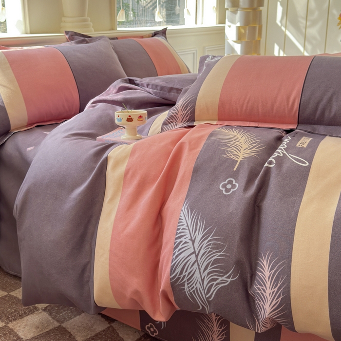 91家纺网 家纺一手货源 找家纺 佑佳家纺 2024新款磨毛印花植物羊绒单被套 羽翼思恋