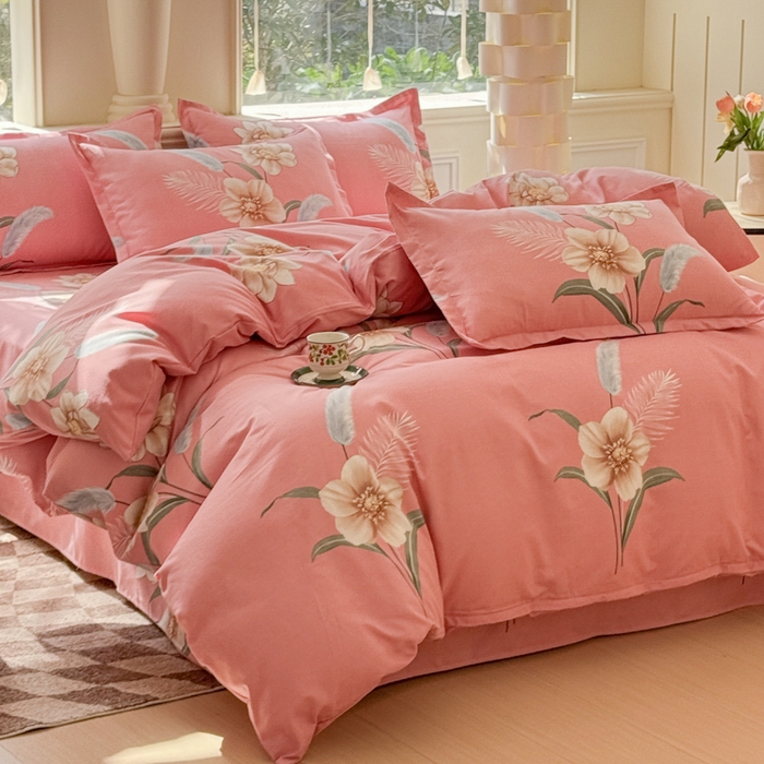 91家纺网 家纺一手货源 找家纺 佑佳家纺 2024新款磨毛印花植物羊绒单被套 醉恋一生-粉