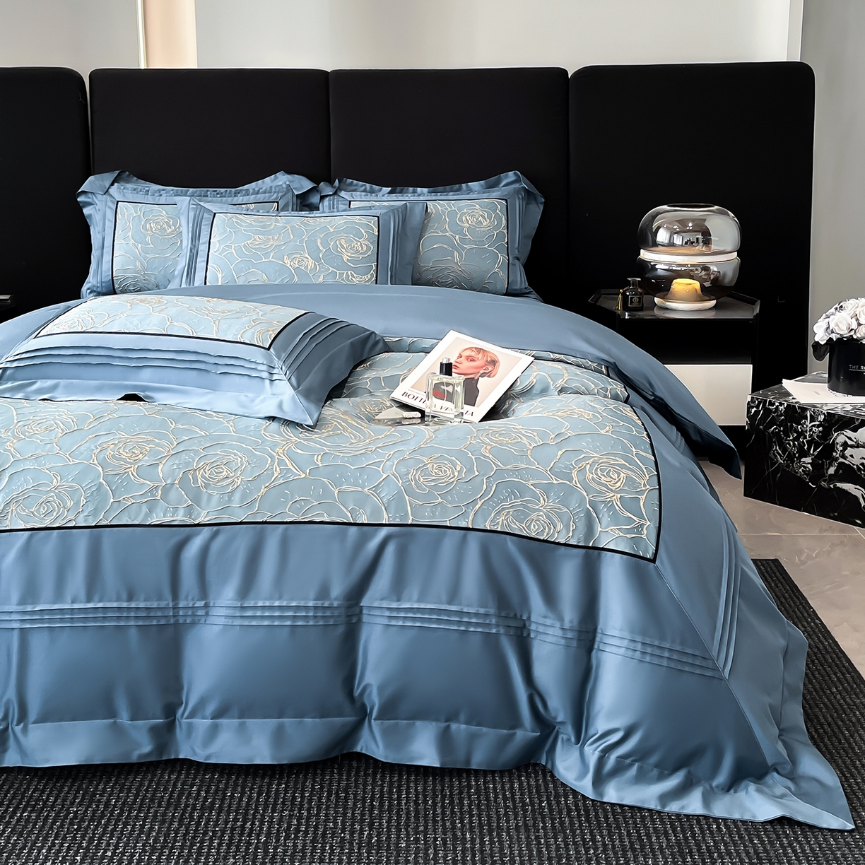 91家纺网 家纺一手货源 找家纺 （总）置顶家纺 2026新款亲肤棉玫瑰刺绣提花卡罗拉系列四件套