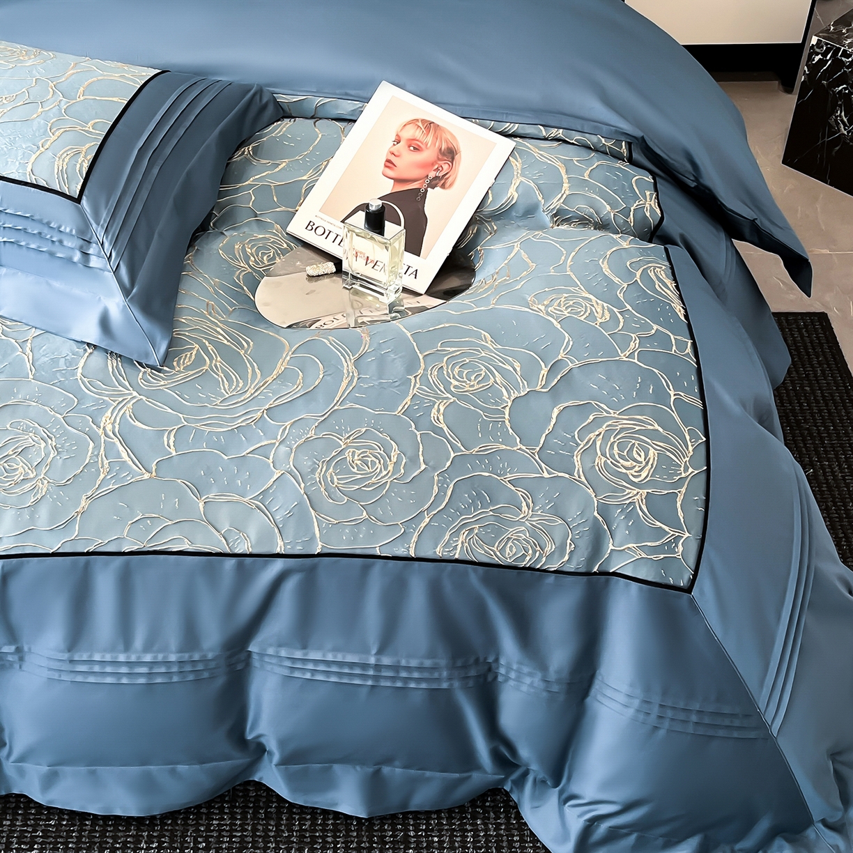 91家纺网 家纺一手货源 找家纺 （总）置顶家纺 2026新款亲肤棉玫瑰刺绣提花卡罗拉系列四件套