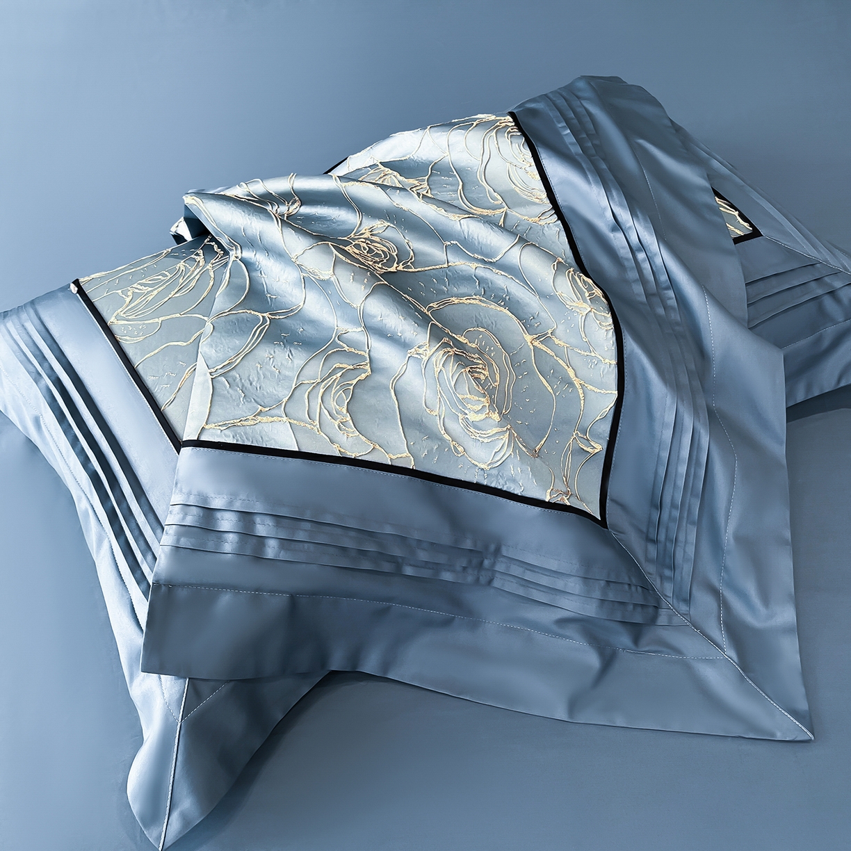 91家纺网 家纺一手货源 找家纺 置顶家纺 2026新款亲肤棉玫瑰刺绣提花卡罗拉系列四件套 卡罗拉-碧蓝