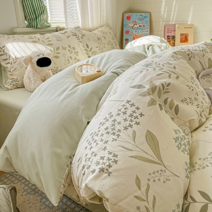 91家纺网 家纺一手货源 找家纺 （总）漫仙阁家纺 2026新款纯棉学生宿舍A版100%新疆棉B版古法水洗三件套全棉四件套