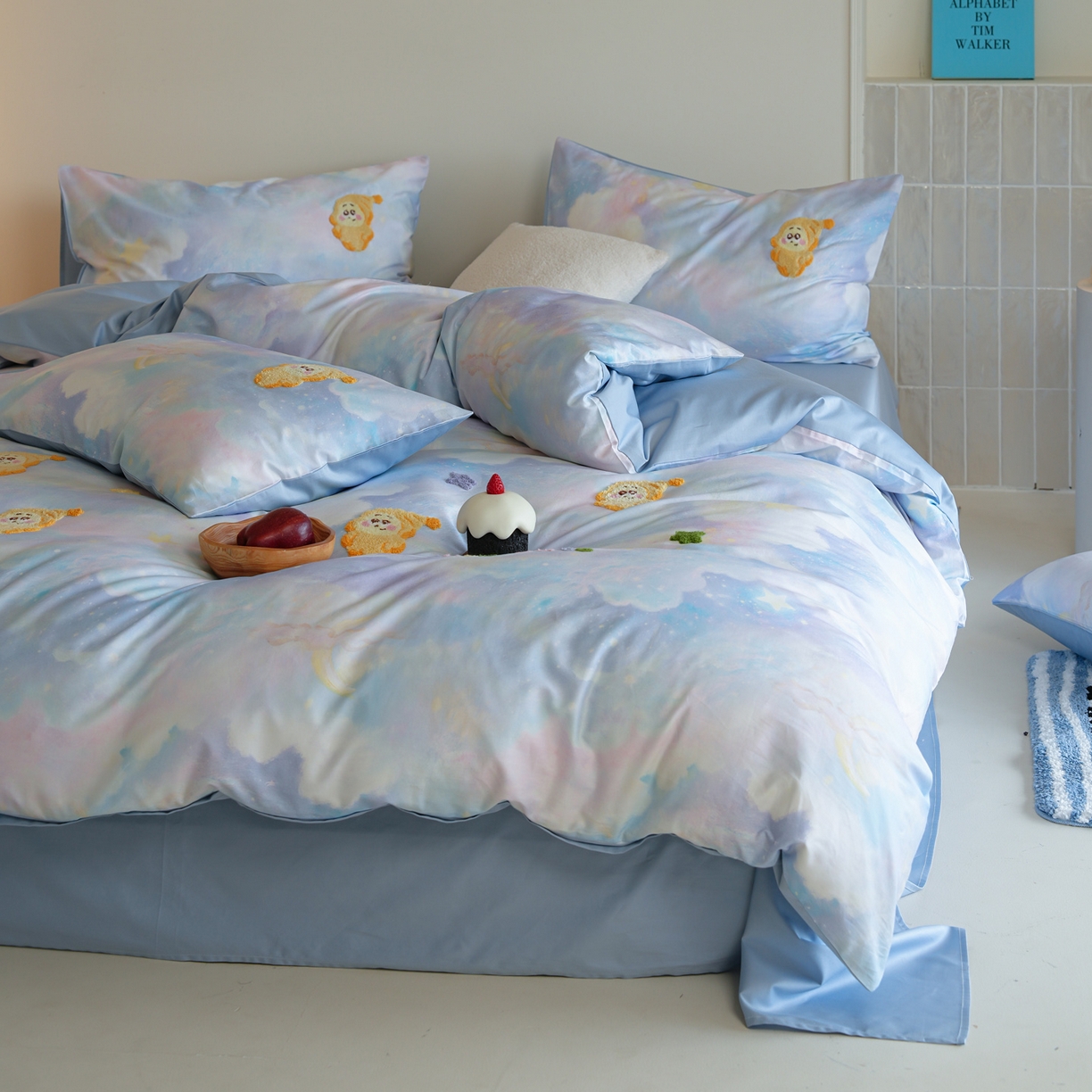 91家纺网 家纺一手货源 找家纺 雅居纺家纺 2026新款50长绒棉满版绣花四件套 满天星