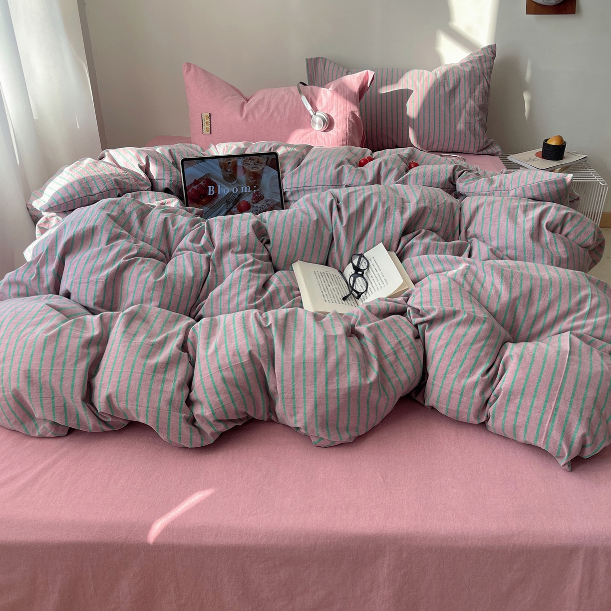 91家纺网 家纺一手货源 找家纺 （总）雅居纺家纺 2026新款全棉色织混搭水洗棉四件套