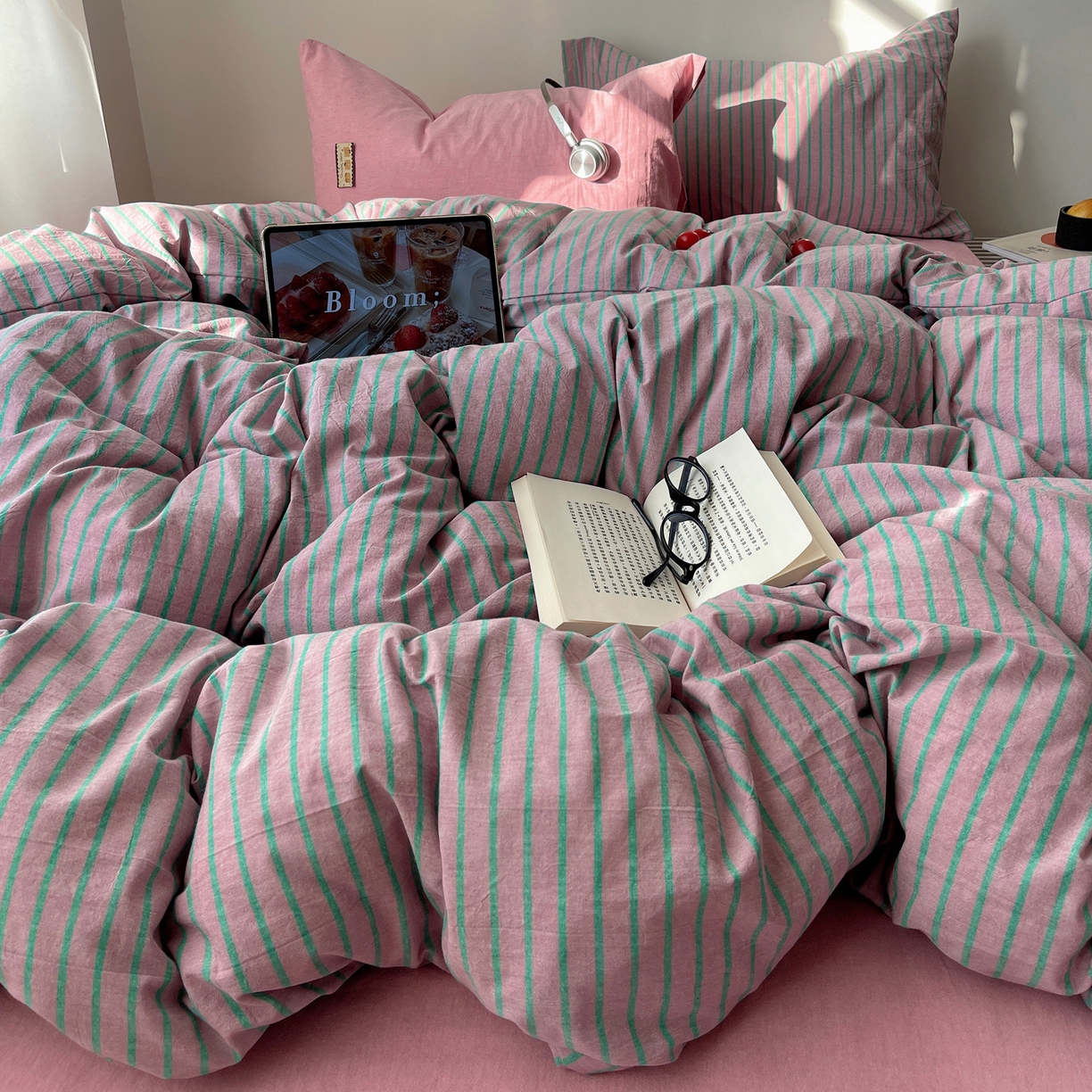 91家纺网 家纺一手货源 找家纺 （总）雅居纺家纺 2026新款全棉色织混搭水洗棉四件套