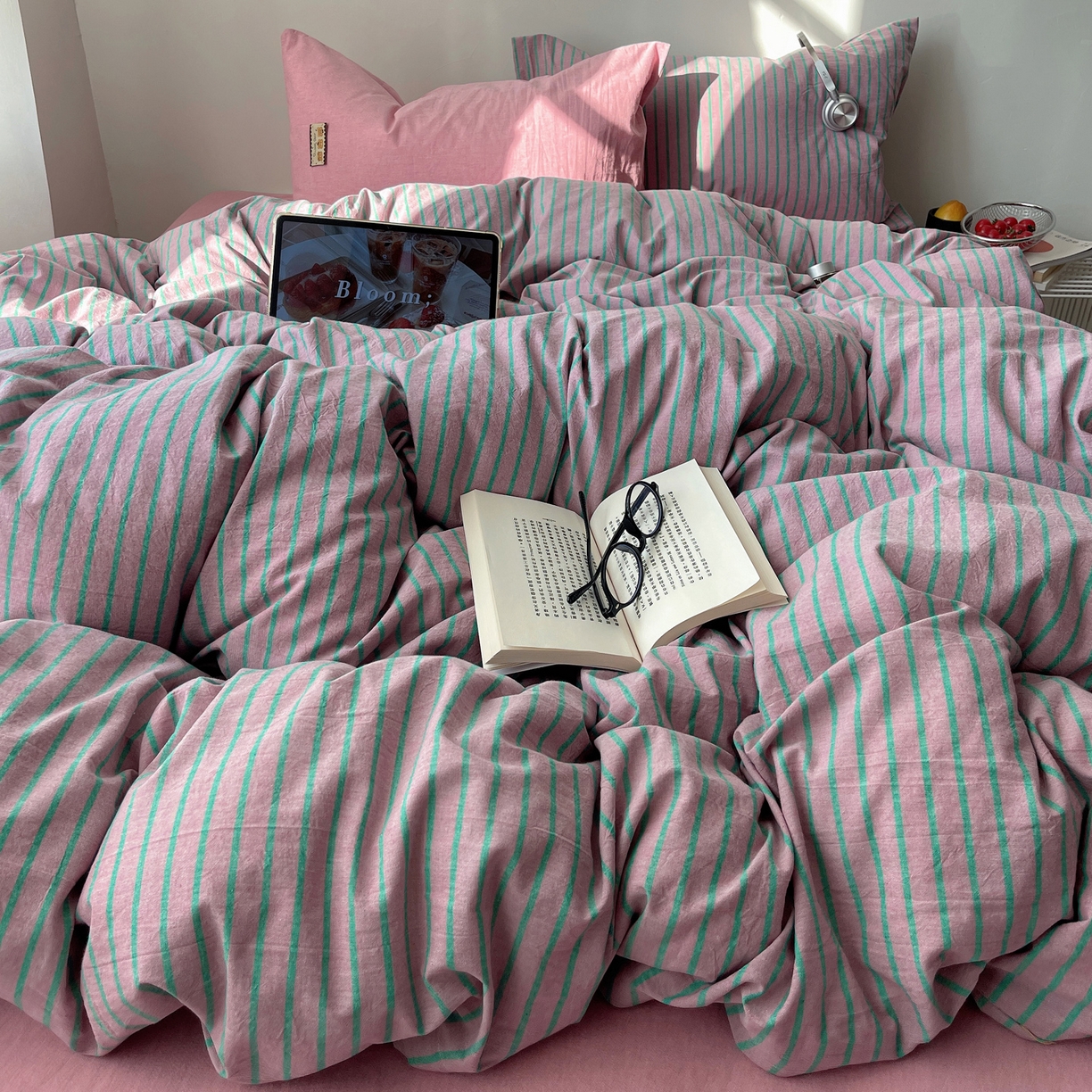 91家纺网 家纺一手货源 找家纺 （总）雅居纺家纺 2026新款全棉色织混搭水洗棉四件套