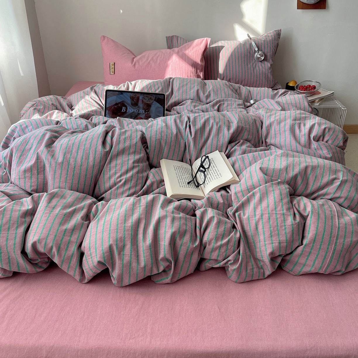 91家纺网 家纺一手货源 找家纺 （总）雅居纺家纺 2026新款全棉色织混搭水洗棉四件套