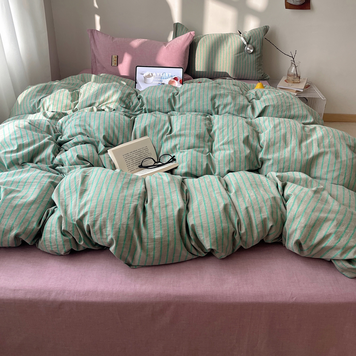 91家纺网 家纺一手货源 找家纺 （总）雅居纺家纺 2026新款全棉色织混搭水洗棉四件套