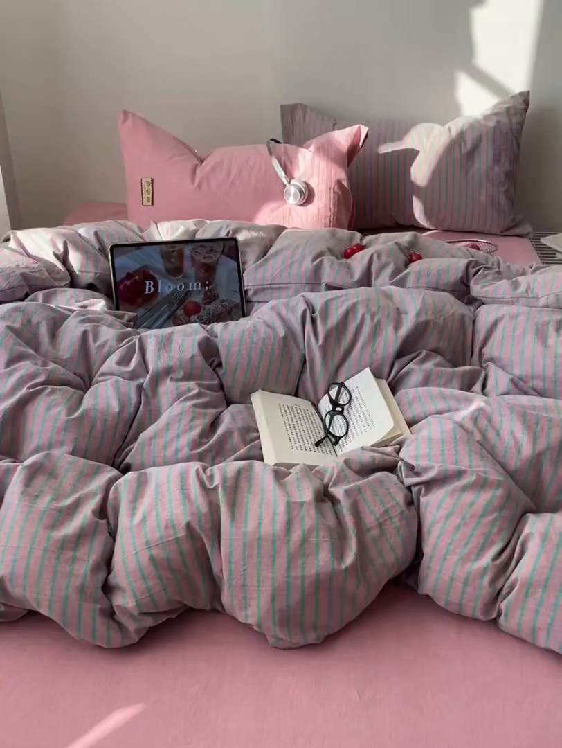 91家纺网 家纺一手货源 找家纺 （总）雅居纺家纺 2026新款全棉色织混搭水洗棉四件套