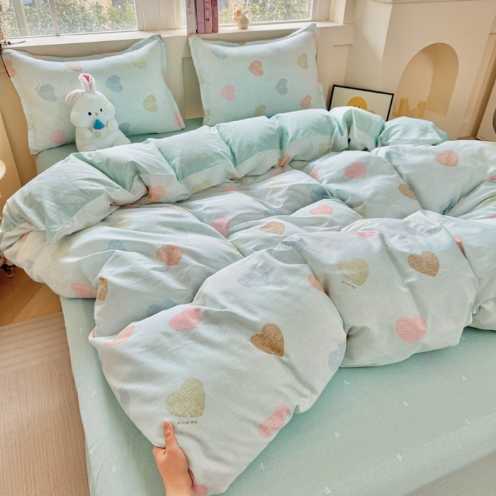 91家纺网 家纺一手货源 找家纺 简冠家纺 2026新款12868印花全棉单被套 初心-绿