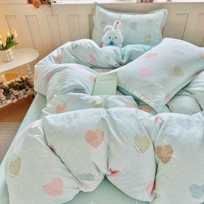 91家纺网 家纺一手货源 找家纺 简冠家纺 2026新款12868印花全棉单被套 初心-绿