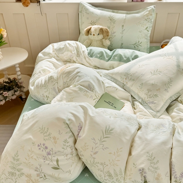 91家纺网 家纺一手货源 找家纺 简冠家纺 2026新款12868印花全棉单被套 田园诗篇-米